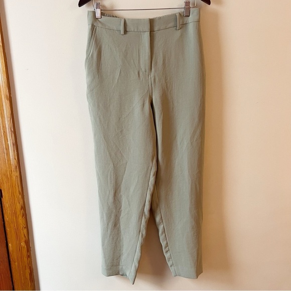 Express Green Straight leg Elastic Waist High Rise Trouser Pants Size Medium - Picture 1 of 10
